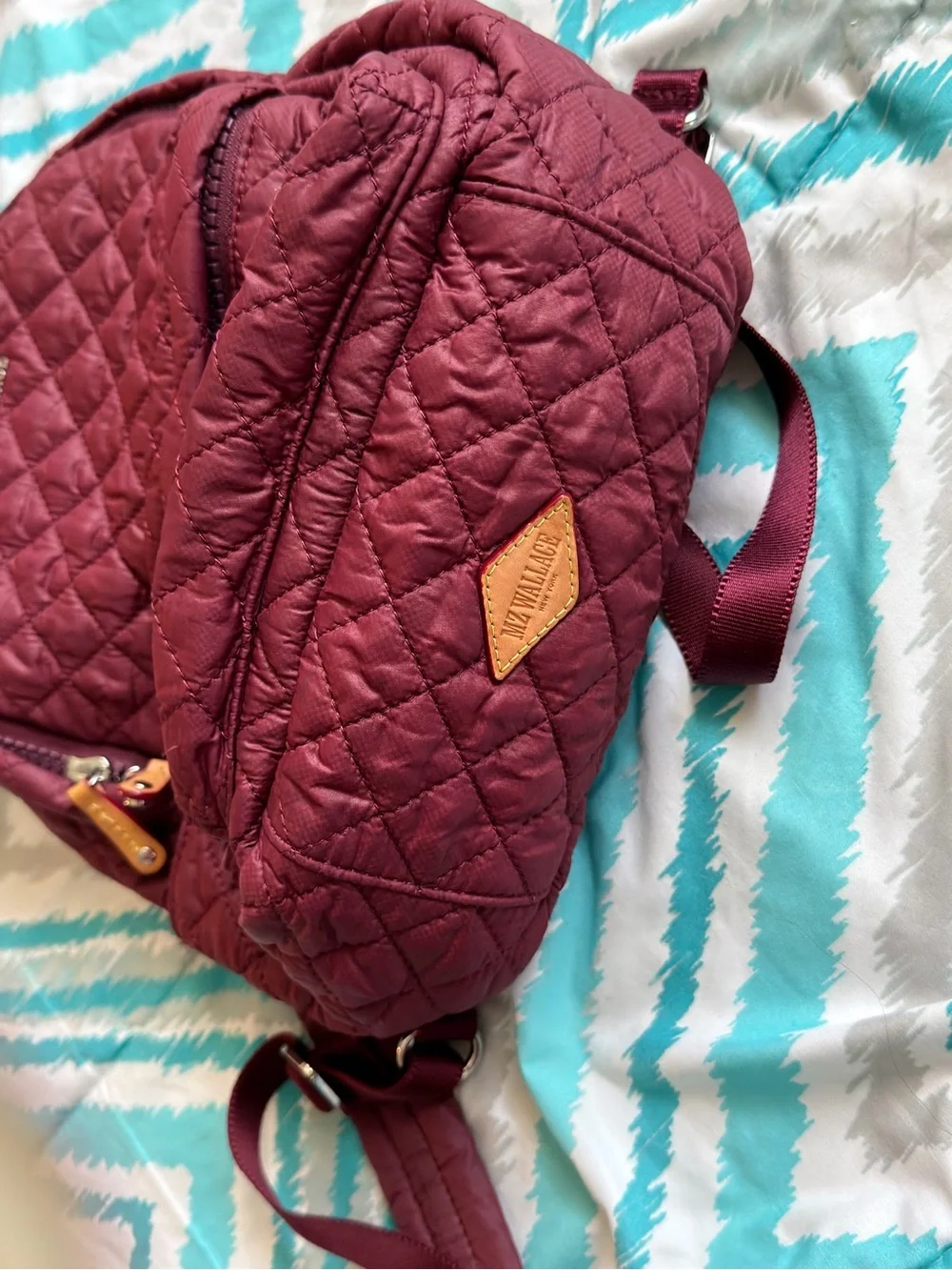 MZ WALLACE Quilted Mini Backpack in Deep Burgundy- Stylish Women’s Bag